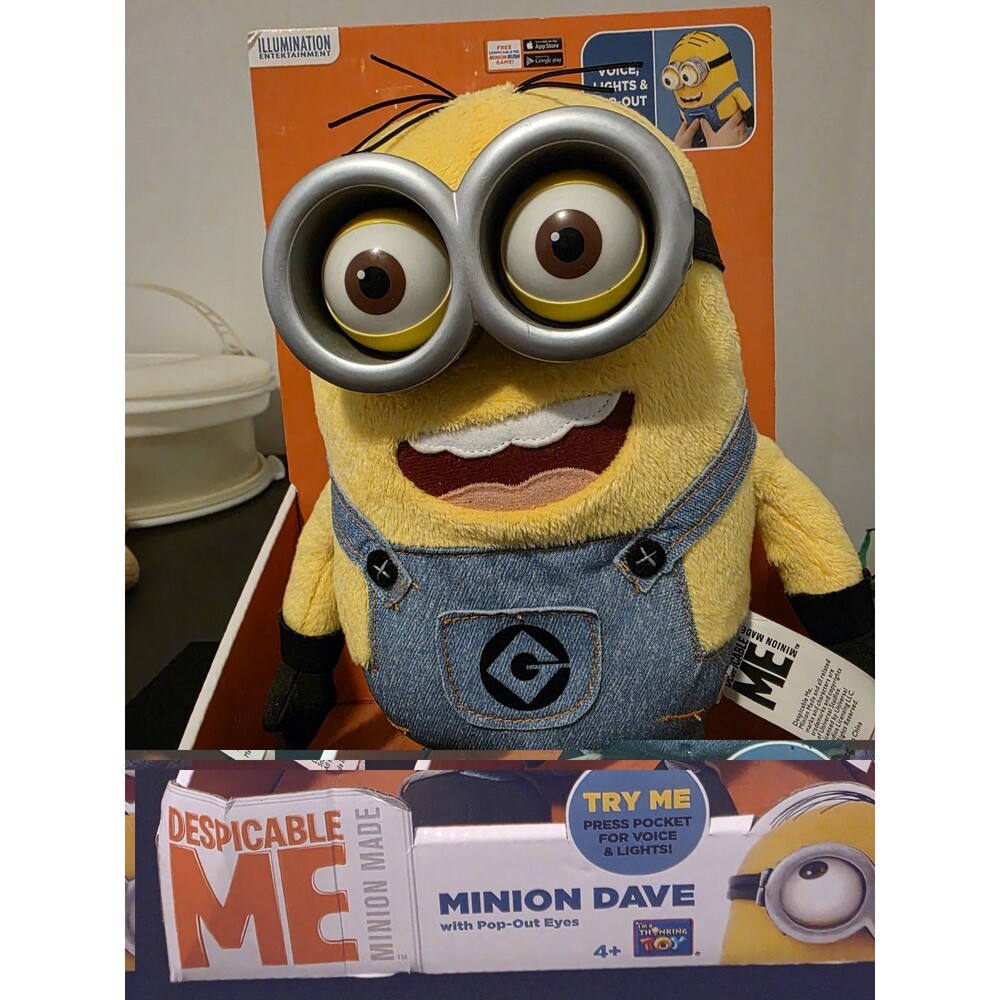 Thinkway Toys Minion Dave Plush Voice Lights Pop-Out Eyes Despicable Me